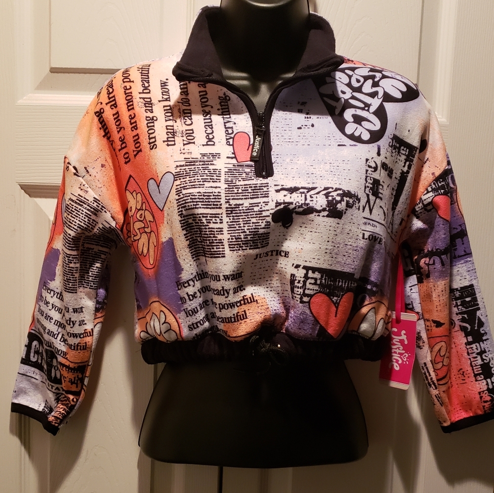 JSPORT graphic half zipper pullover crop jacket